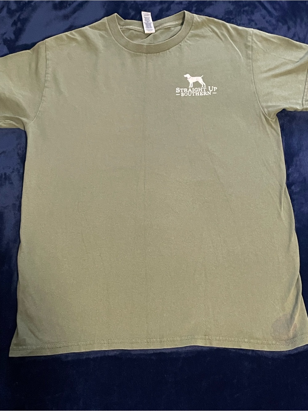 Women’s small straight up southern shirt sleeve top Olive Green Logo T-Shirt